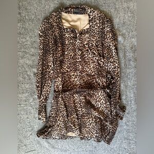 Paige Denim Vittoria 100% silk dress w neck tie and waist